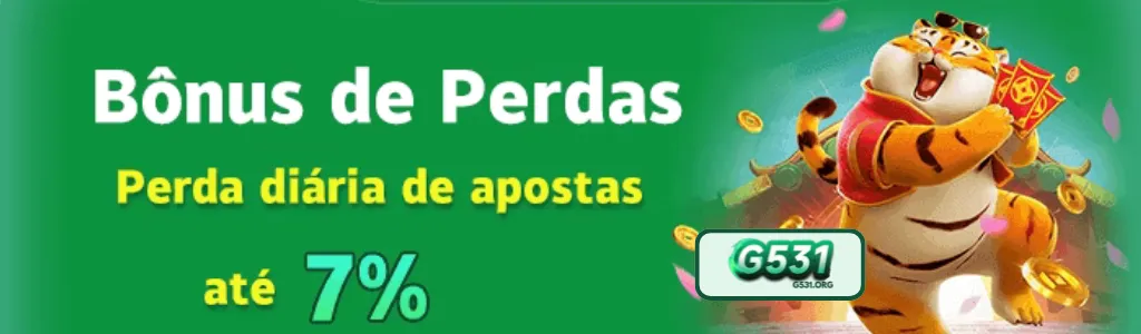 Tela de bônus de perdas de 7% ativo no G531 cassino